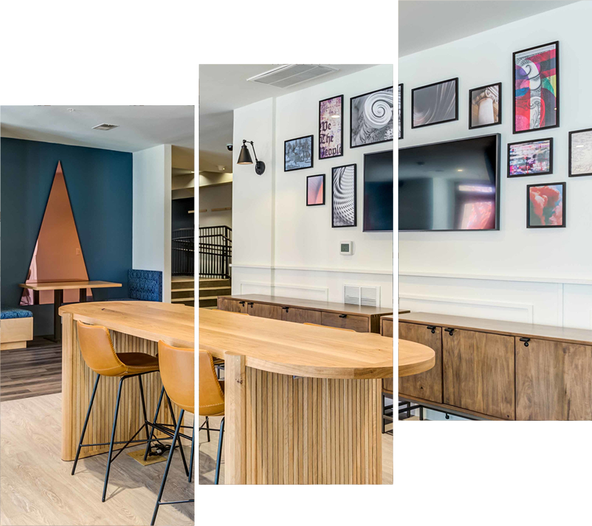 Resident lounge featuring an entertainment center